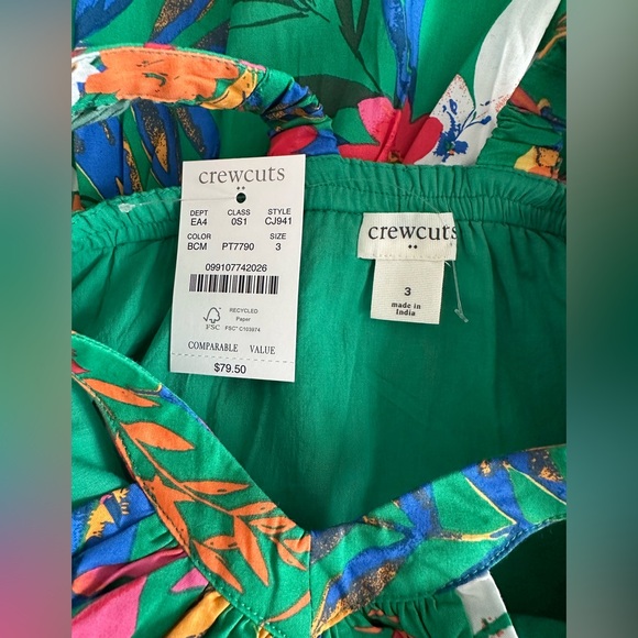 J Crew Crewcuts Green Tropical Print Dress. Size 3. NWT. - Picture 4 of 5